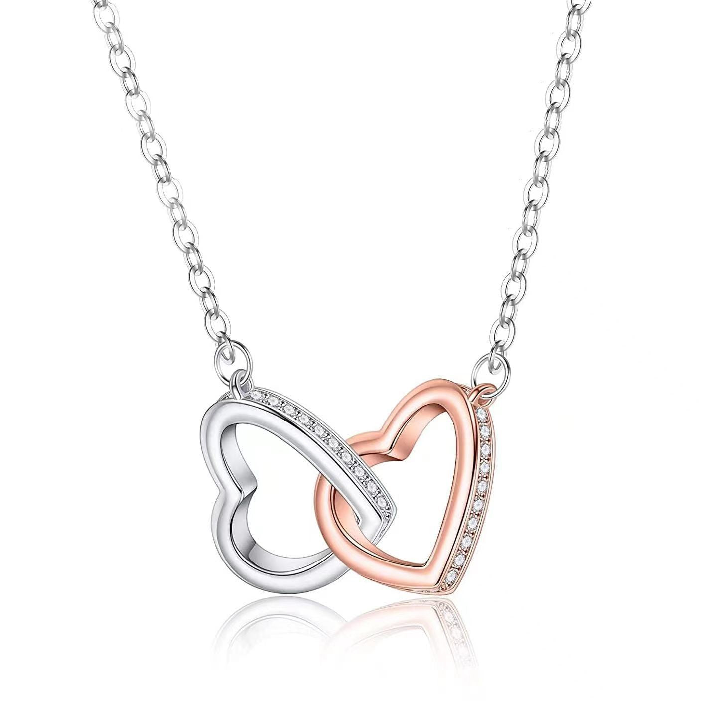 Double two tone heart necklace