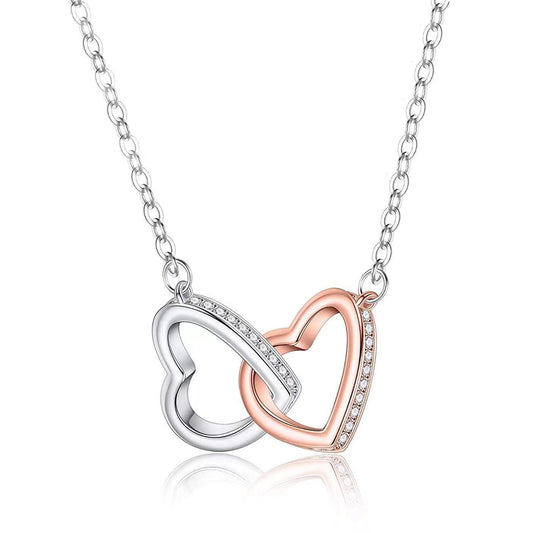 Double two tone heart necklace