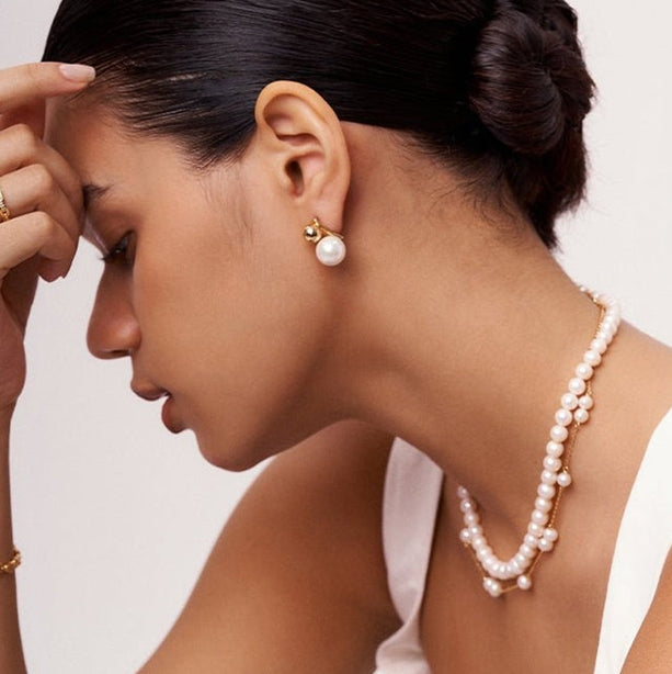 Modern pearl earrings