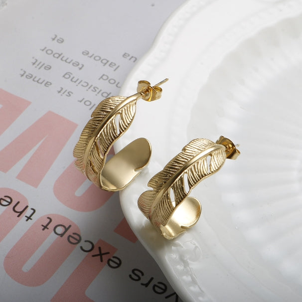 Glamour Leaf Hoop Earrings
