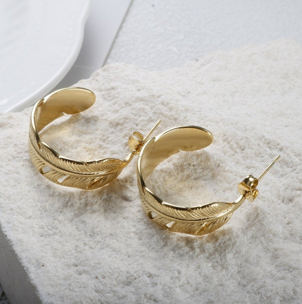 Glamour Leaf Hoop Earrings