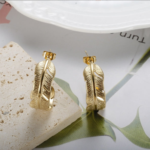 Glamour Leaf Hoop Earrings