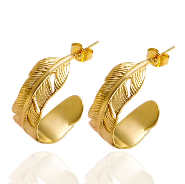 Glamour Leaf Hoop Earrings