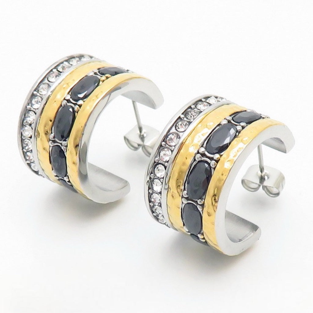 Two tone stones earrings