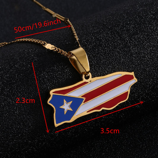 Puerto Rican Flag pendant with color