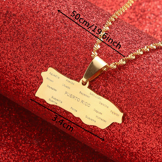 Puerto Rico Flag pendant with necklace