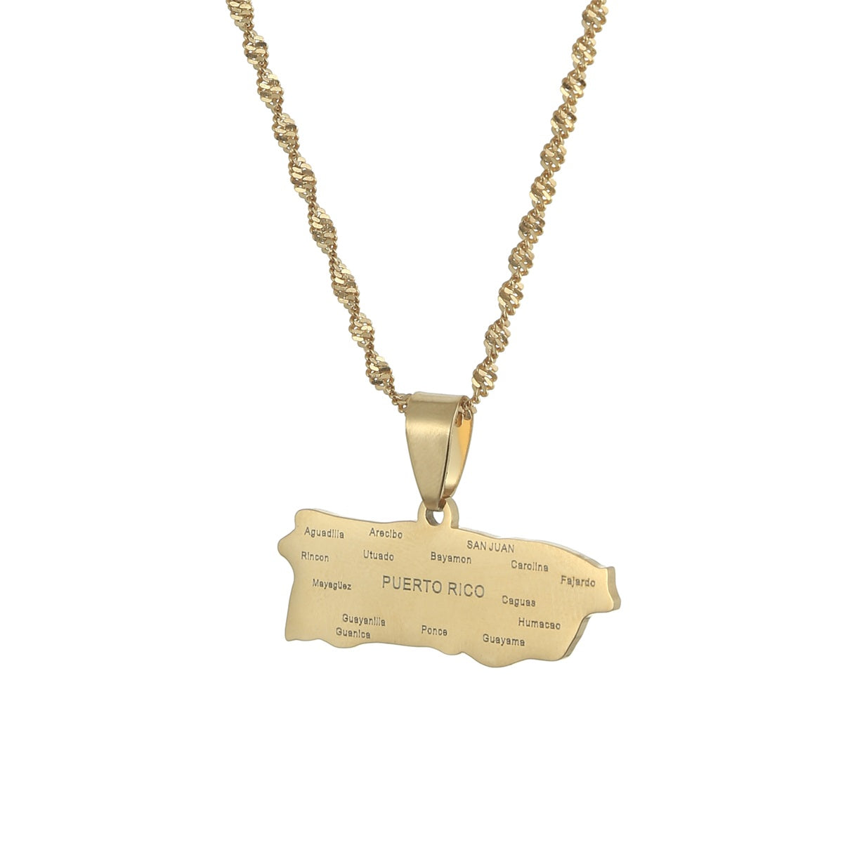 Puerto Rico Flag pendant with necklace