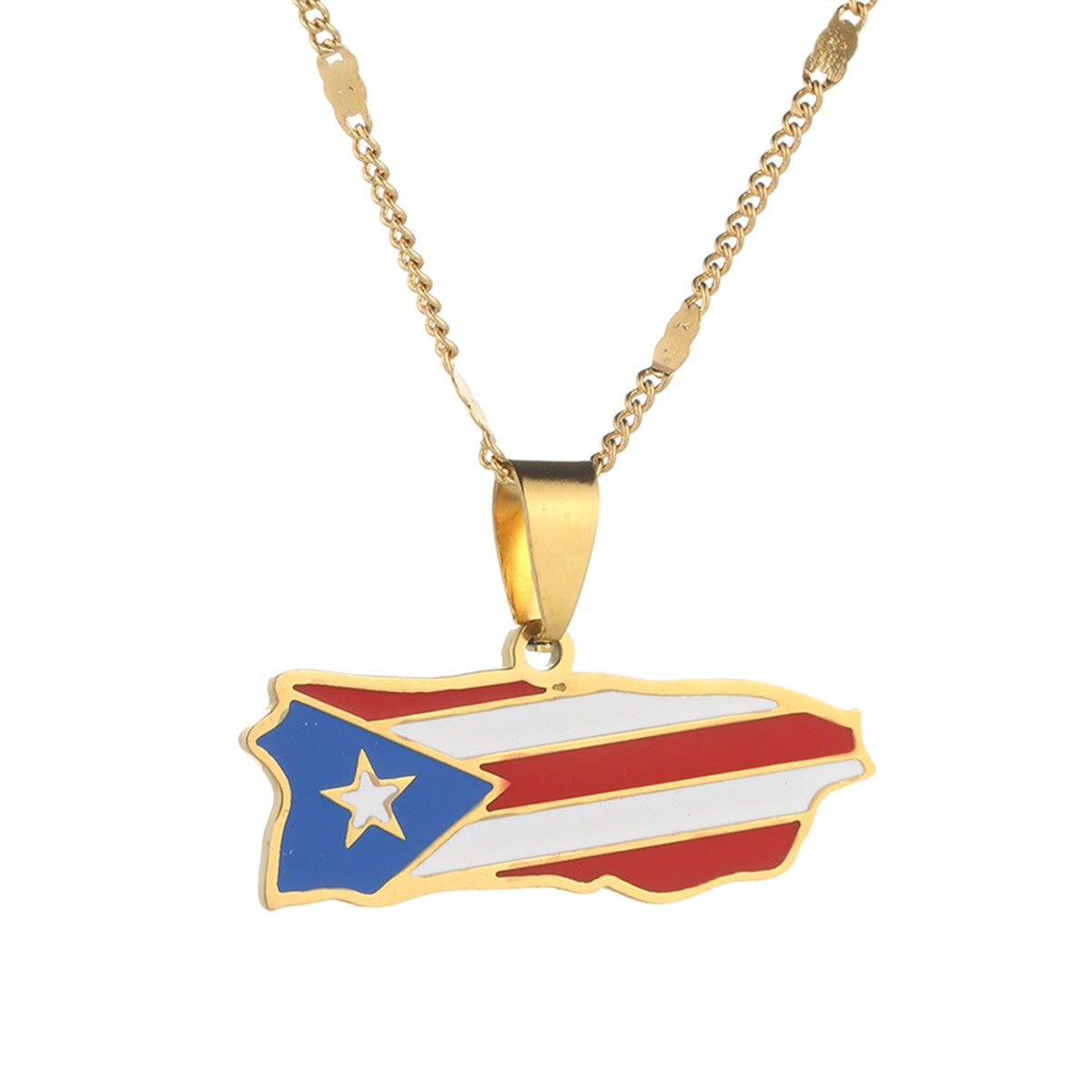 Puerto Rican Flag pendant with color
