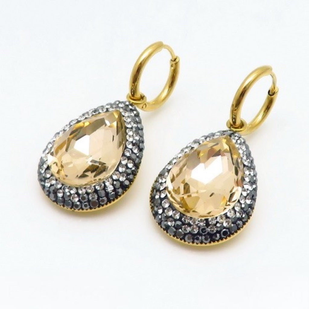 Romantic champagne pear shape earrings