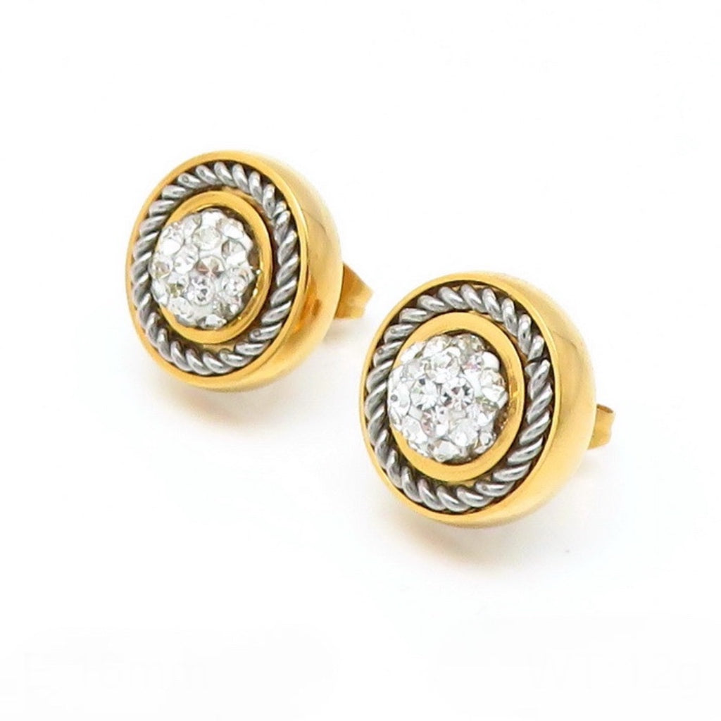 Rhinestones two tone earrings