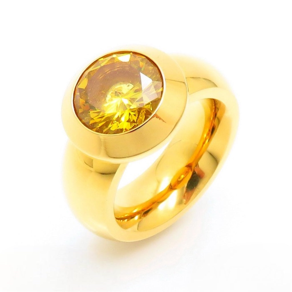 Topaz round stone ring