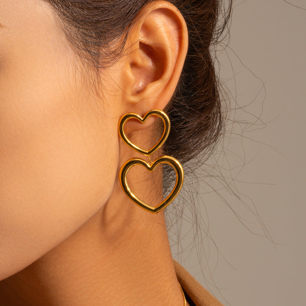 Double heart earrings