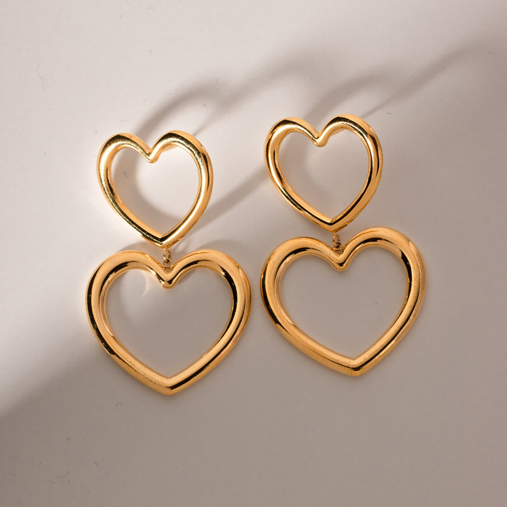 Double heart earrings