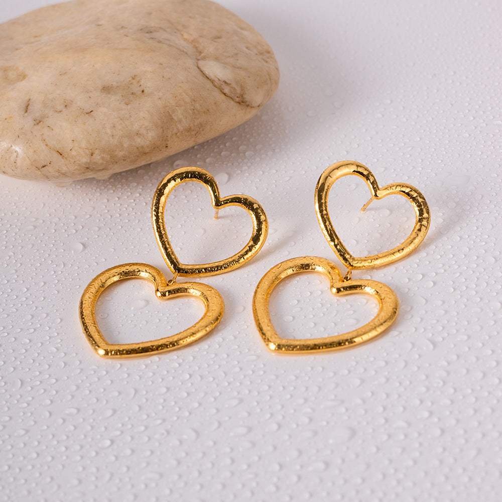 Double heart earrings