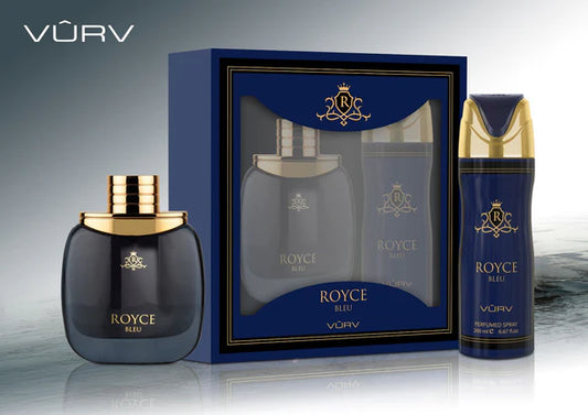 NEW ROYCE BLEU 2 PIECE GIFT SET EDP - 100ML (3.4) + 200ML BODY SPRAY By MAISON ALHAMBRA (MEN)