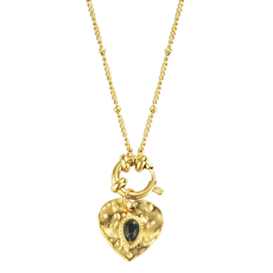 Heart Black Stone Necklace