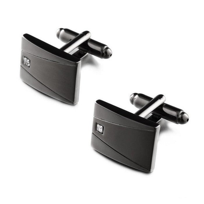 Elegant black rhinestone cufflinks