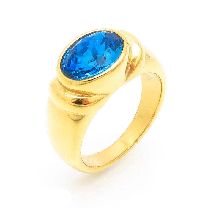 Oval light blue stone ring