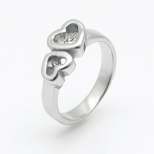 My heart stainless steel ring with rhinestones