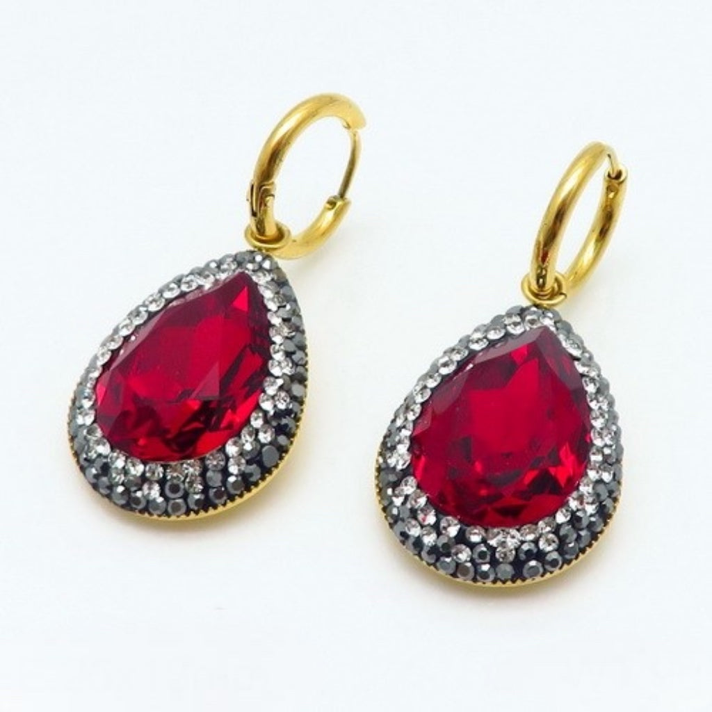 Ramantic red pear shape earrings